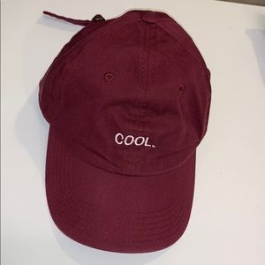 Burgundy “cool.” cap